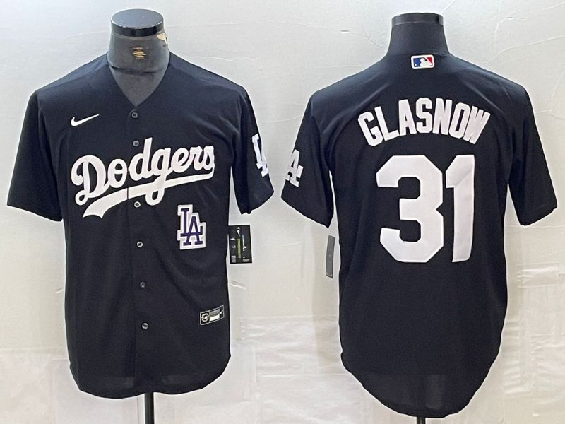 Men Los Angeles Dodgers 31 Glasnow Black Nike Game MLB Jersey style 1